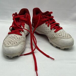 Red & White Under Armour Youth Cleats 2Y